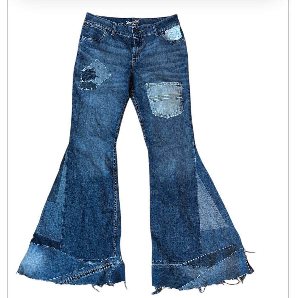 Wranglers Handmade Patchwork Bell Bottoms size: 11/12 Custom BIG Flare